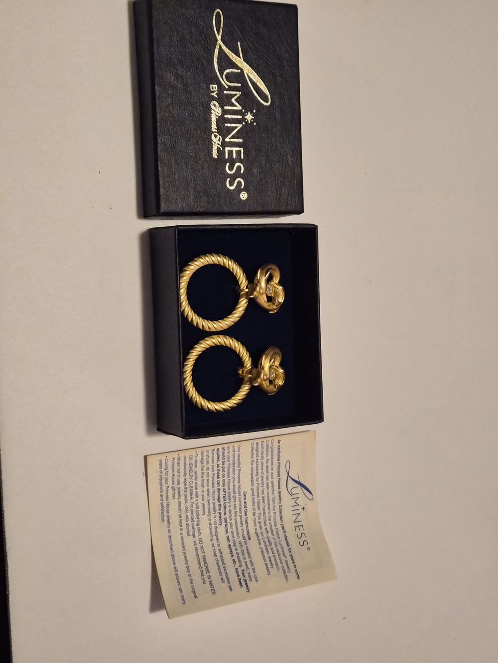 Luminess Gold Twisted Hoop Drop Earrings